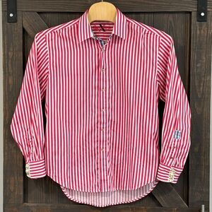 Robert Graham Men’s Pink and‎ White Striped Long Sleeve Button Up Shirt Size XL